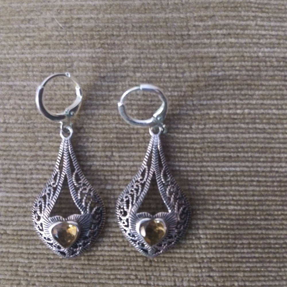 Sterling silver and citrine earrings